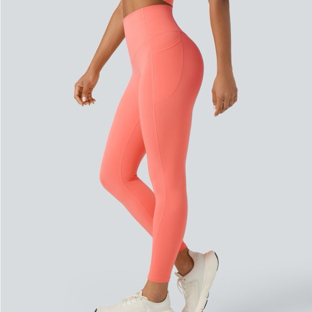 HALARA Vibrant Coral Leggings size large 7/8 length